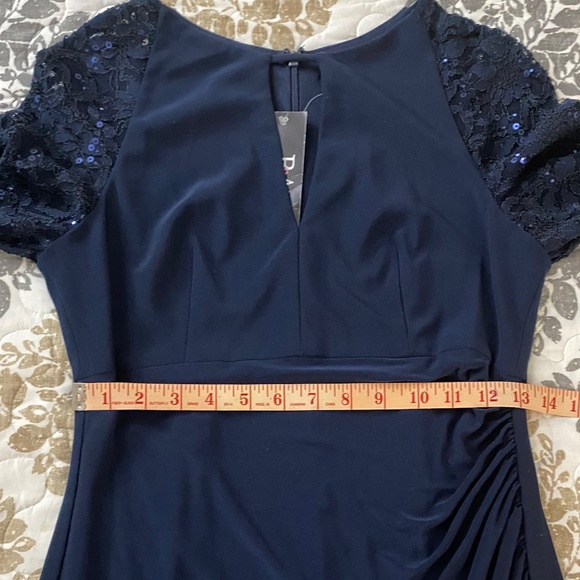 NWT BETSY & ADAM Sheer-Sleeve Navy Blue Dress - Size 6 - Picture 9 of 9